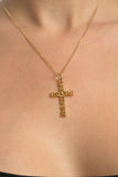Semijoia Colar Cruz Ore, Espere e Confie – Dourado
