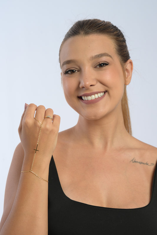 Hand Chain Cruz Dourada 4032